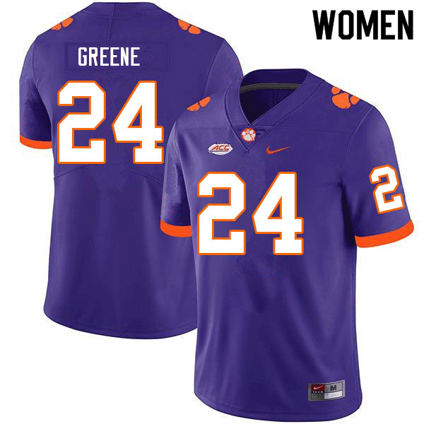 Women #24 Hamp Greene Clemson Tigers College Football Jerseys Sale-Purple - Click Image to Close